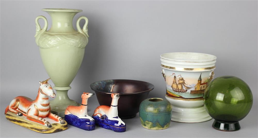 Appraisal: GROUP OF SEVEN ASSORTED CERAMIC PIECES INCLUDING AN ART POTTERY