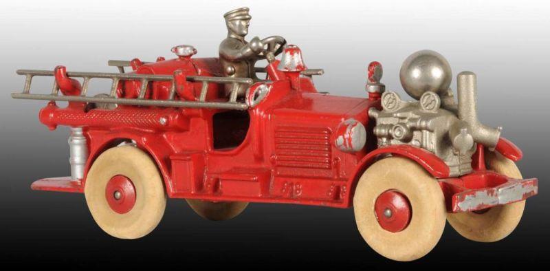 Appraisal: Cast Iron Hubley Ahren's Fox Fire Wagon Toy Description Rubber