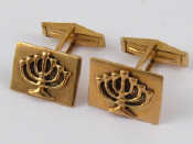 Appraisal: Judaica A pair of yellow metal tests gold cufflinks marked