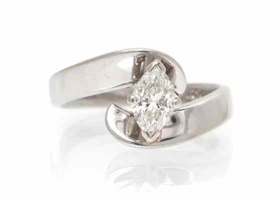 Appraisal: A Karat White Gold and Diamond Solitaire Ring containing one