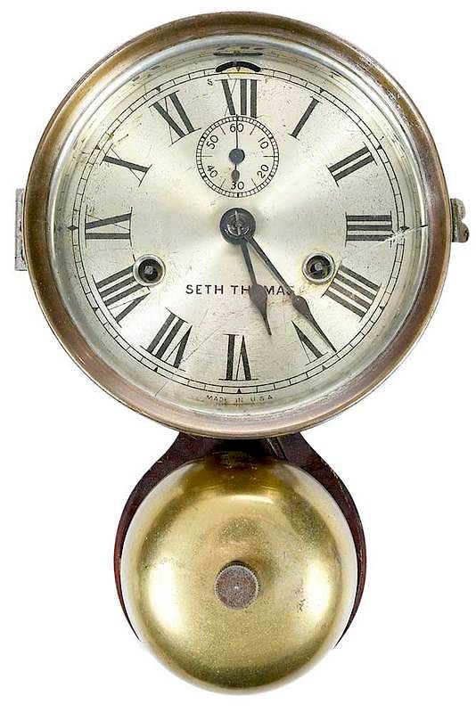 Appraisal: Seth Thomas Ship's Bell Clock Connecticut circa silvered face with