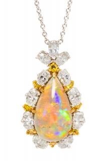 Appraisal: An Karat Yellow Gold Platinum Opal Colored Diamond and Diamond