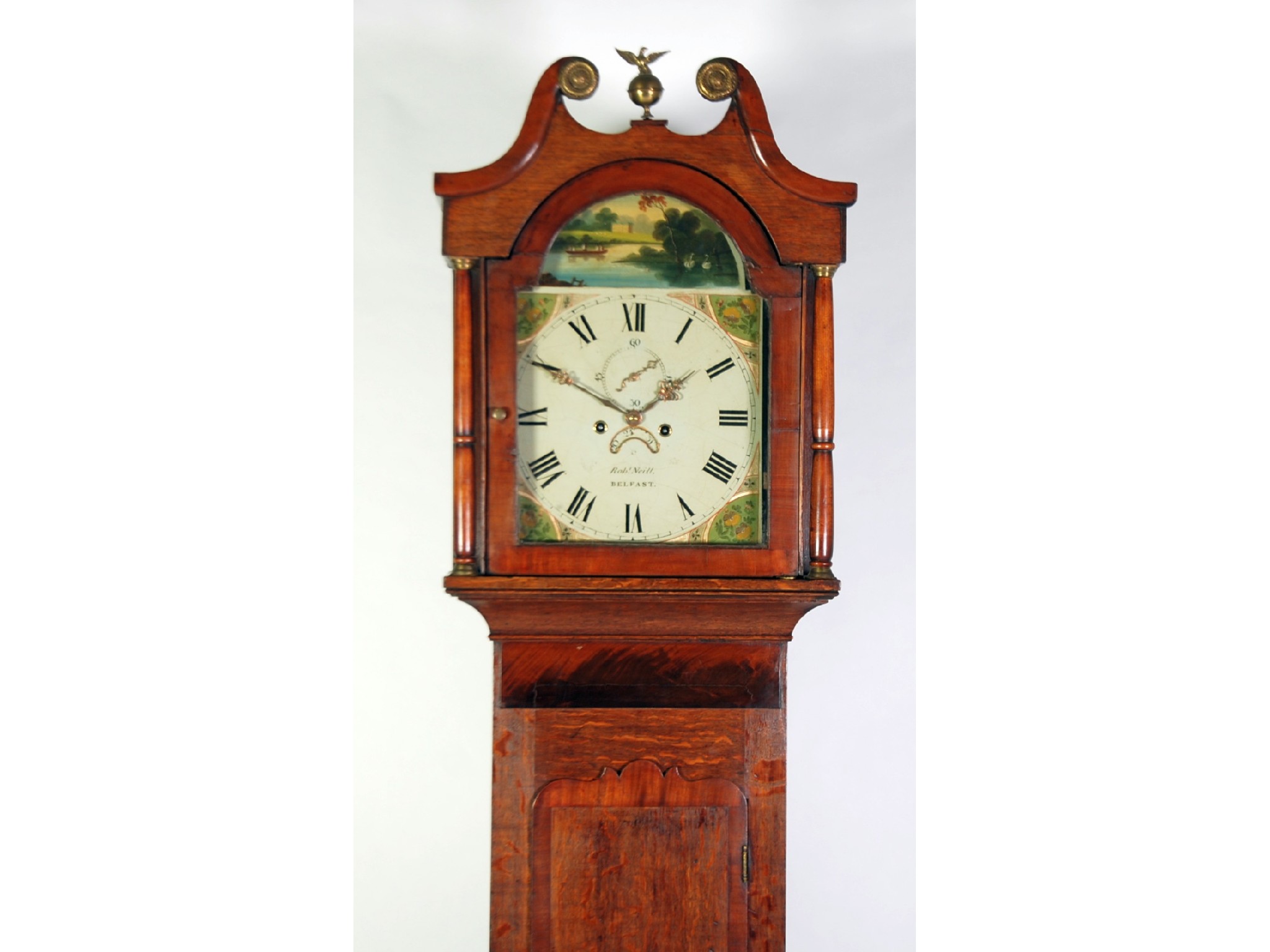 Appraisal: GEORGE III OAK AND MAHOGANY CROSSBANDED LONGCASE CLOCK signed Rob