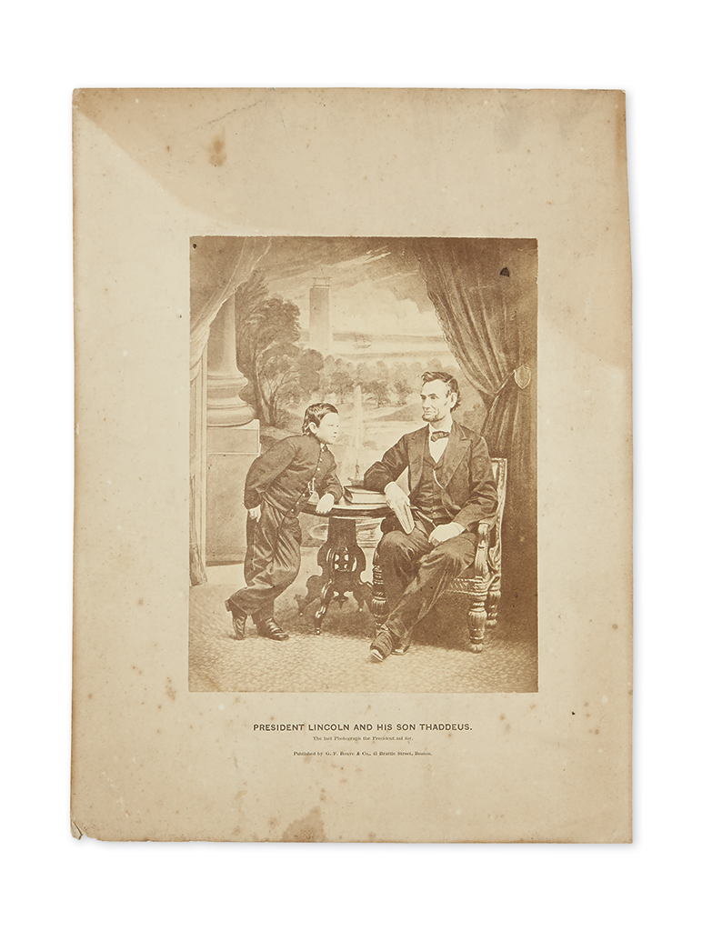 Appraisal: LINCOLN ABRAHAM Gardiner Alexander photographer President Lincoln and his Son