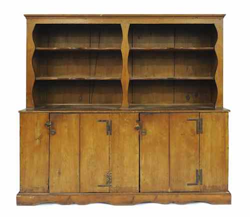 Appraisal: Large pine open top cupboard th c h w