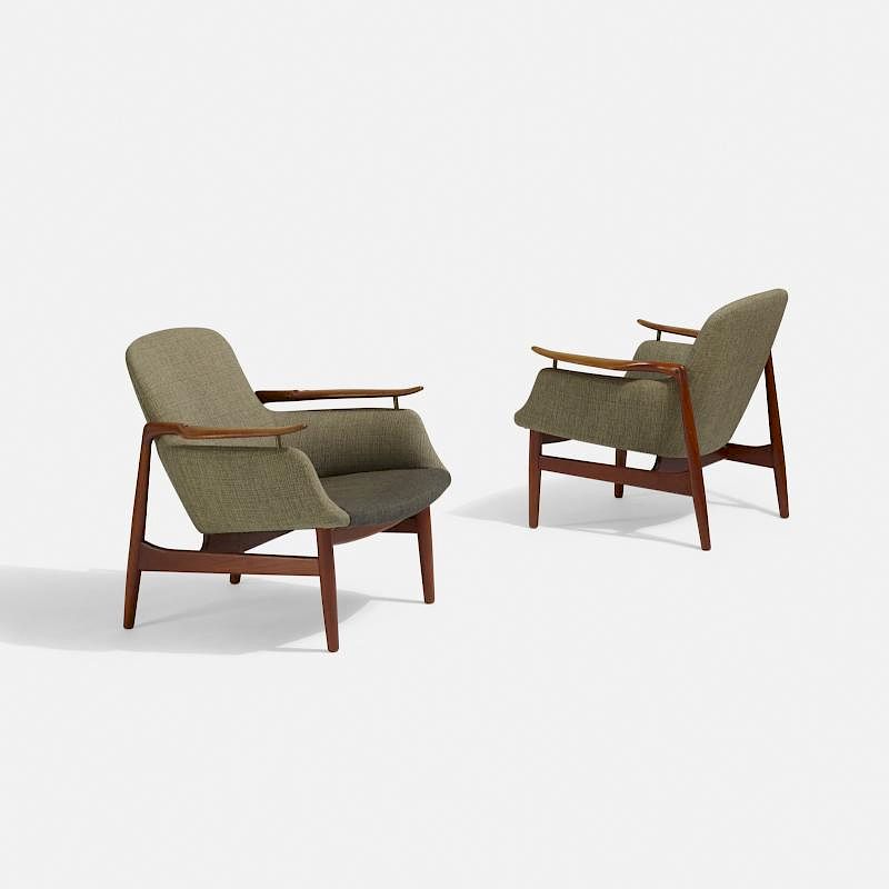 Appraisal: Finn Juhl lounge chairs model NV- pair Finn Juhl lounge