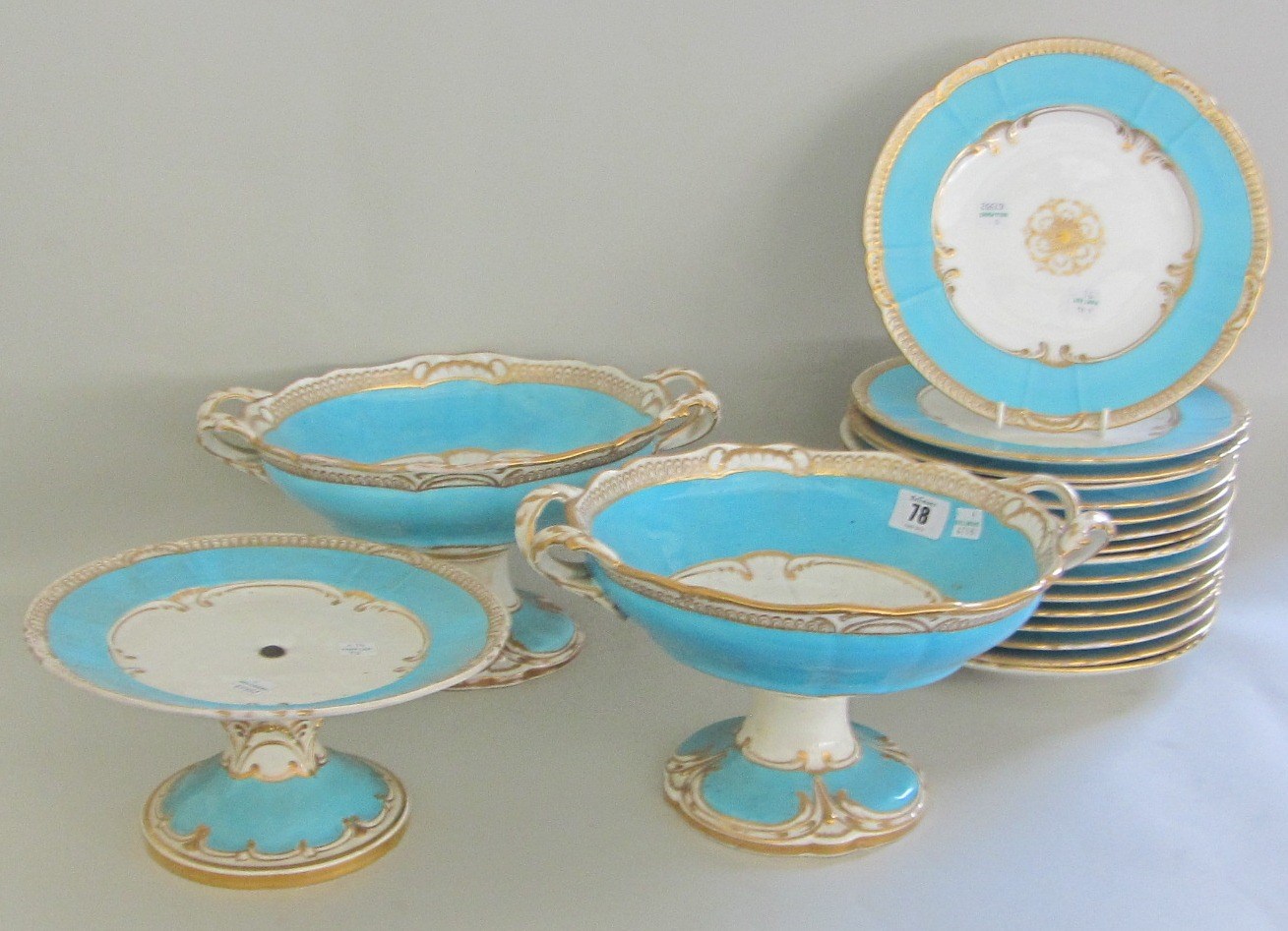 Appraisal: A Victorian part dessert service decorated with a gilt medallion