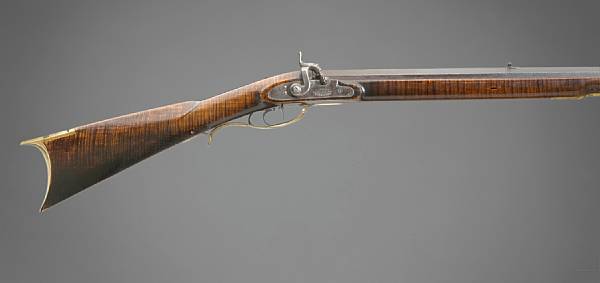 Appraisal: An American full stocked percussion rifle by Joseph Gibbons rd