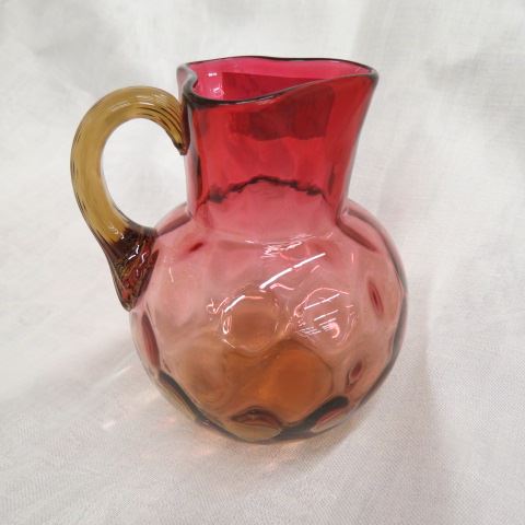 Appraisal: Amberina Art Glass Creamer quilted coin spot New England Glass