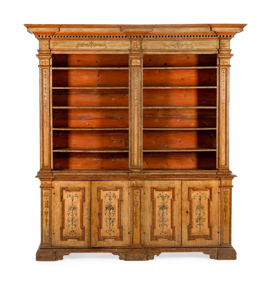 Appraisal: An Italian Neoclassical Painted Bookcase An Italian Neoclassical Painted Bookcase