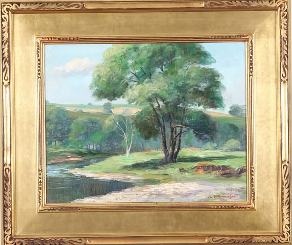 Appraisal: Landscape with stream oil on canvas board x SLR Artist