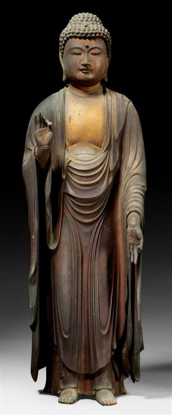 Appraisal: A STANDING WOOD FIGURE OF SHAKA NYORAI Japan Edo period