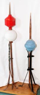 Appraisal: VINTAGE COPPER AND GLASS LIGHTNING RODS VINTAGE TH C COPPER