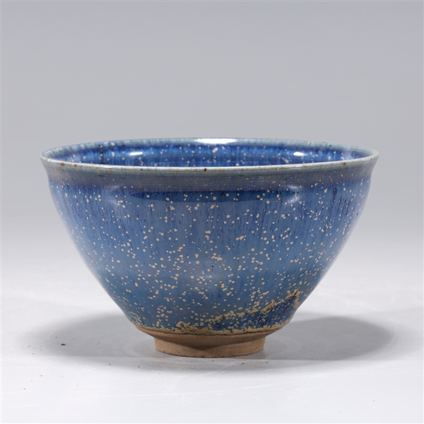 Appraisal: Chinese blue glazed ceramic bowl overall good condition H x