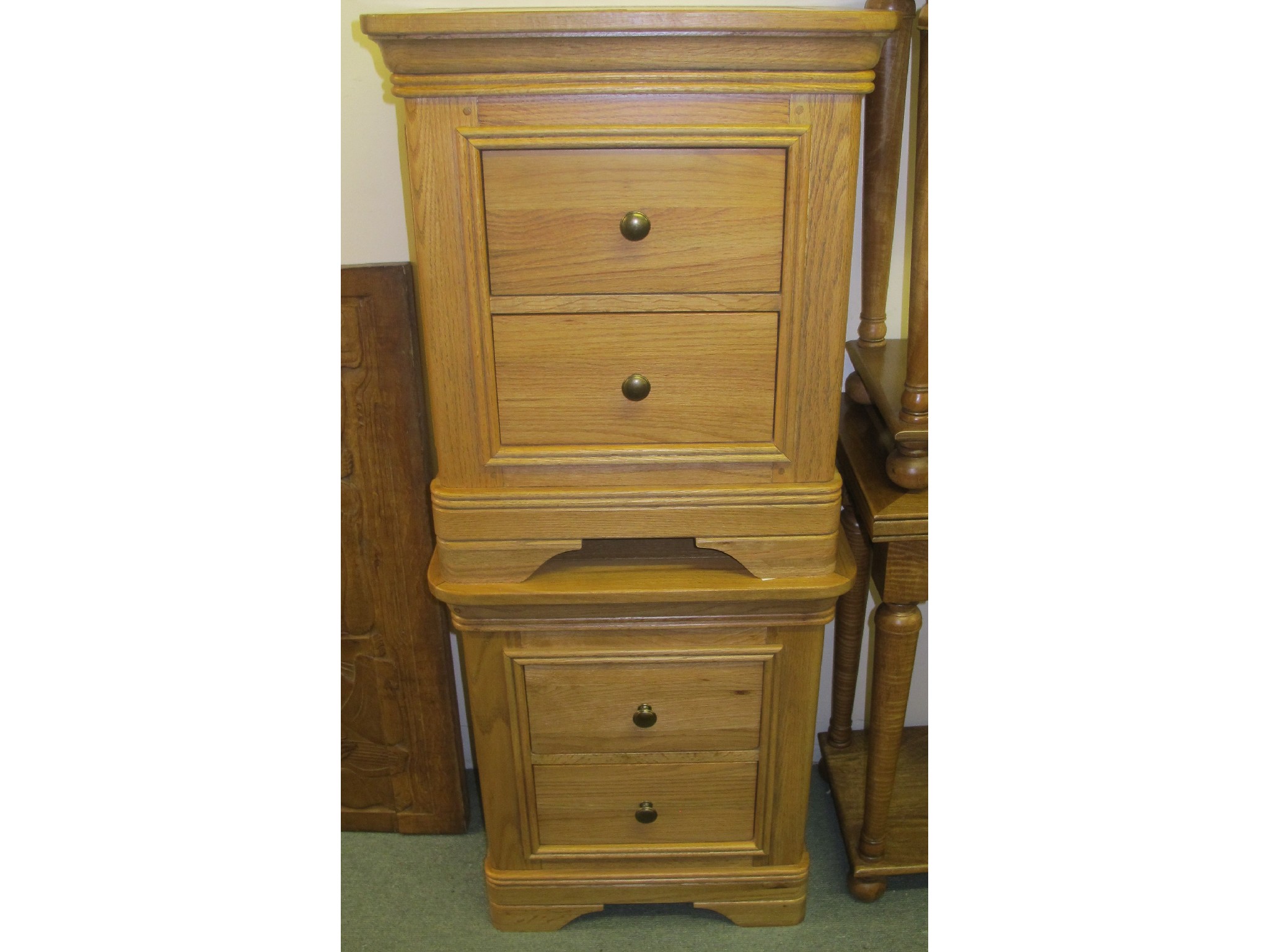 Appraisal: Two hardwood bedside cabinets