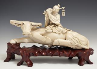 Appraisal: Chinese Carved Ivory Figure mid th c of a fla