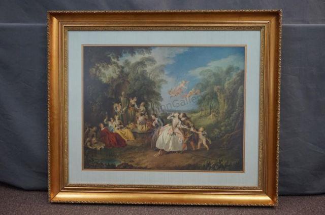 Appraisal: French Rococo period print of original painting c embellished extension