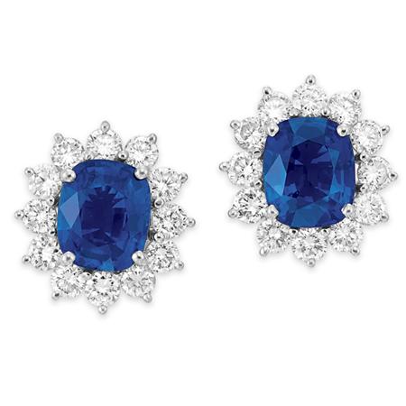 Appraisal: Pair of Sapphire and Diamond Earclips Estimate -