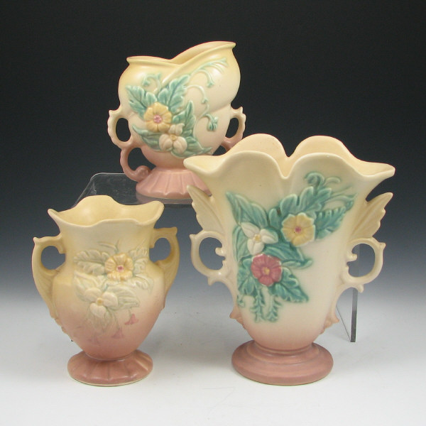 Appraisal: Hull Wildflower - Vases Lot of three Wildflower pieces in