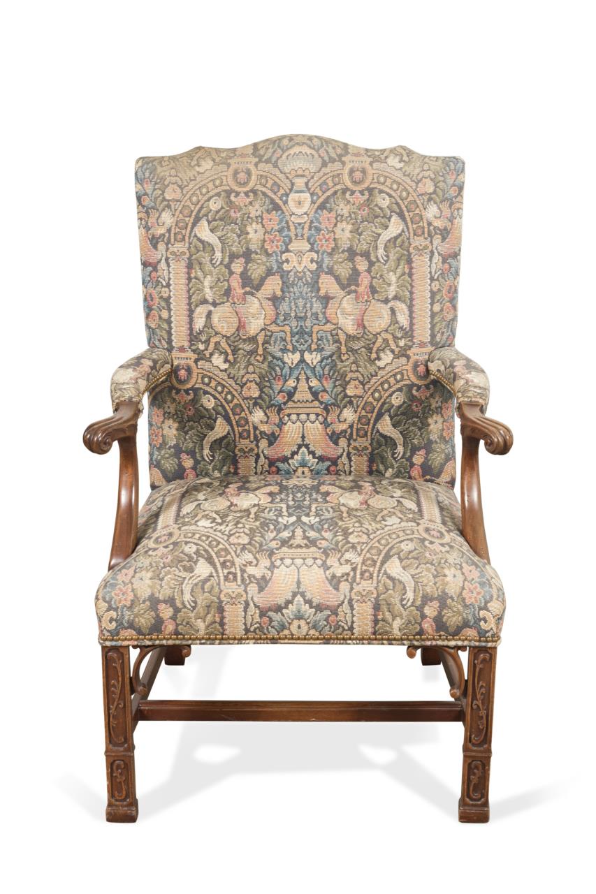 Appraisal: HICKORY NC GEORGIAN STYLE GAINESBORO ARMCHAIR Connoisseur collection Hickory North