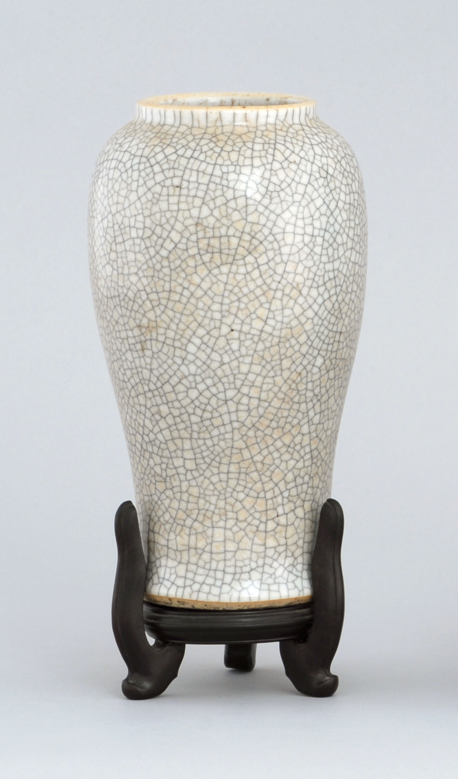 Appraisal: GRAY CRACKLE GLAZE PORCELAIN VASE th CenturyWith high shoulder Height