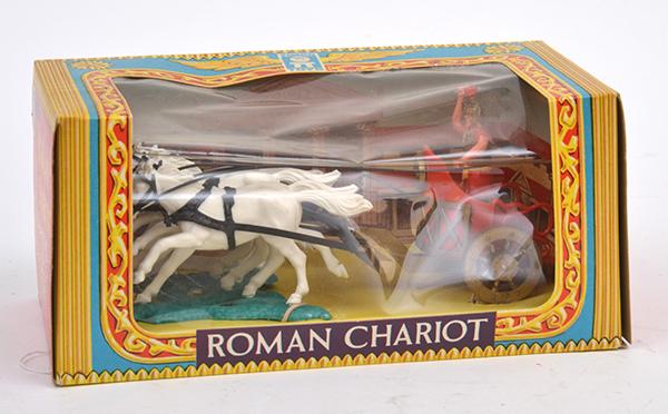 Appraisal: RARE TIMPO PLASTIC ROMAN CHARIOT REF WITH FOUR HORSES AND