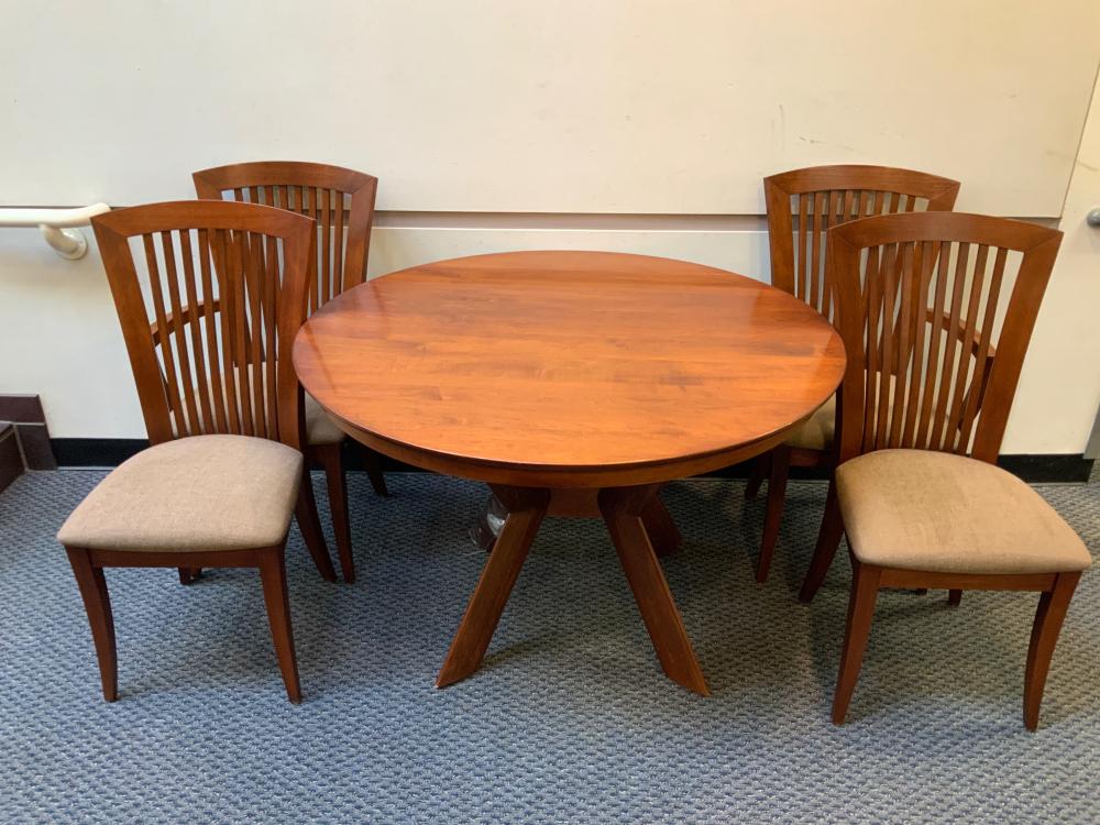 Appraisal: MODERN SALOOM STAINED CHERRY ROUND BREAKFAST TABLE AND FOUR CHAIRS