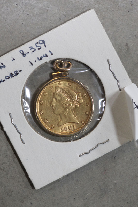 Appraisal: COIN Gold liberty head five dollar coin with a pendant