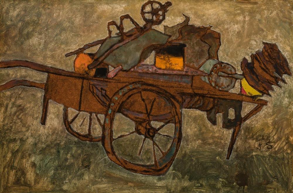 Appraisal: JOSEPH SOLMAN American - Tar Cart oil on masonite initialed