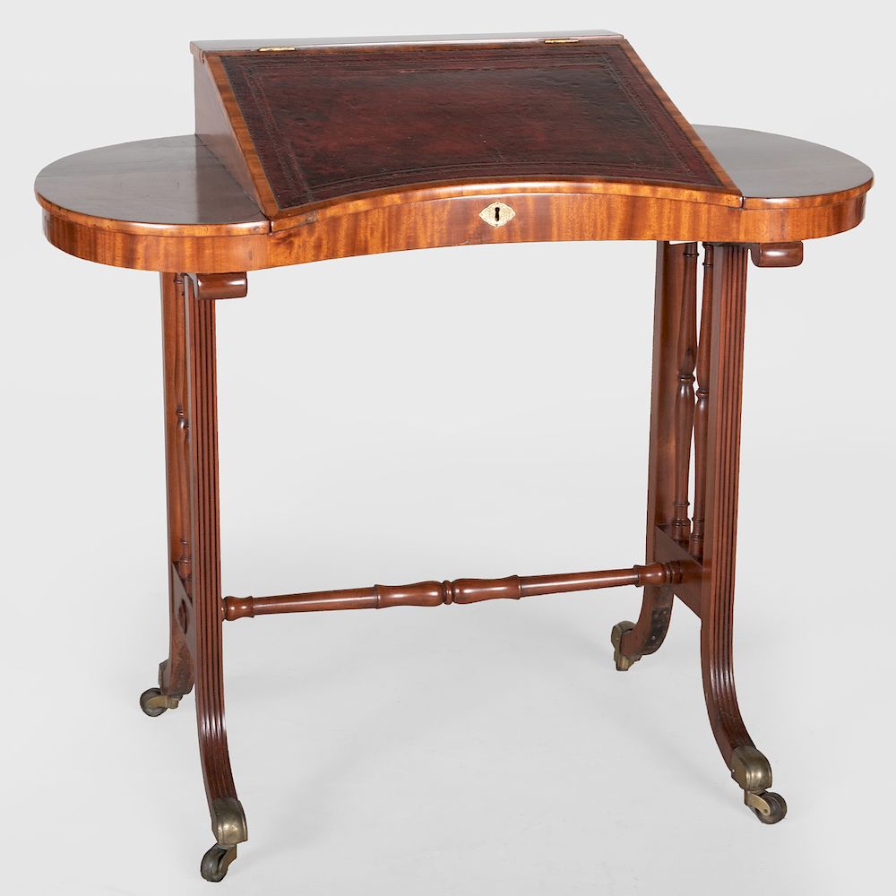 Appraisal: English Mahogany Kidney Shaped Mahogany Writing Table In the French