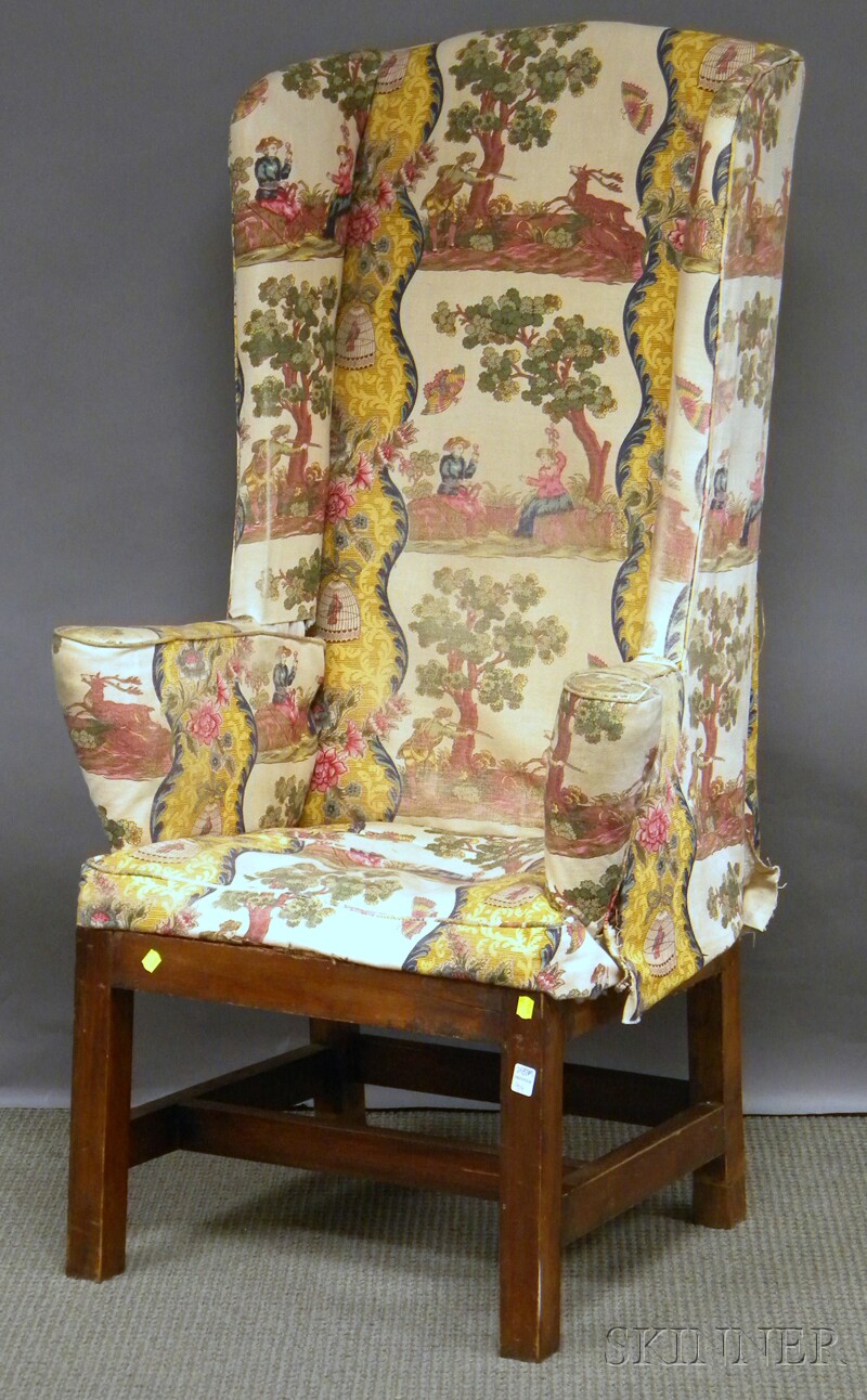 Appraisal: Country Upholstered Maple Fireside Chair