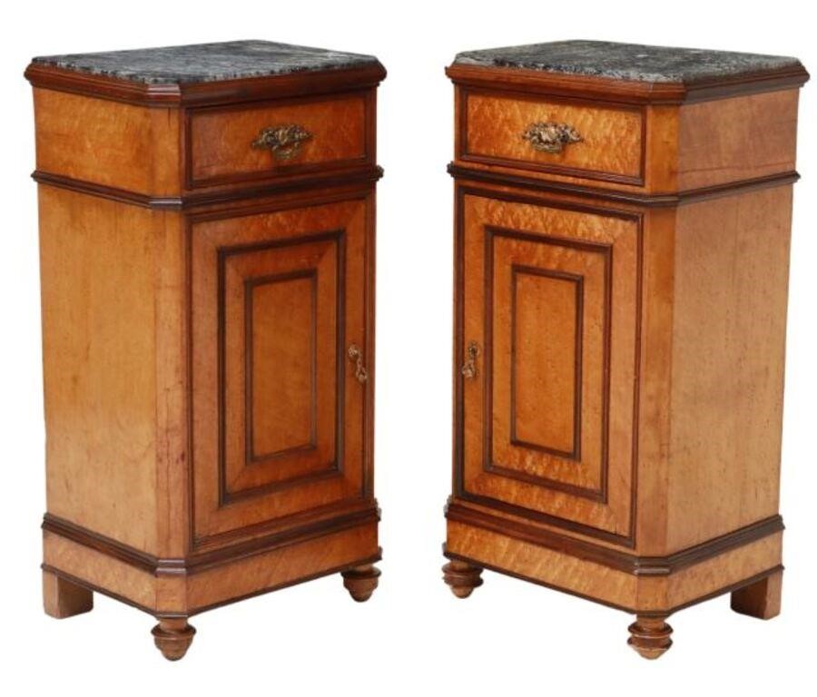 Appraisal: pair Italian birdseye maple bedside cabinets late th c inset