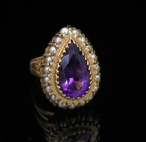 Appraisal: A Ladies' Amethyst Pearl Ring k yellow gold ring set