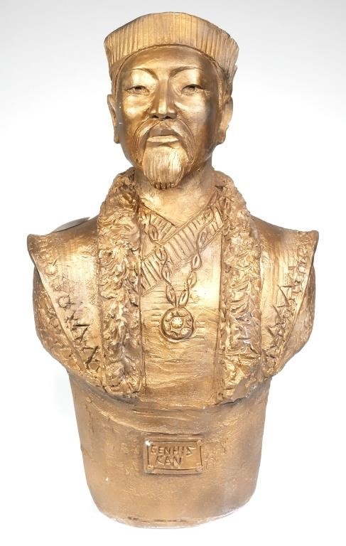 Appraisal: A hand made ceramic bust of Mongolian Emperor Genghis Khan