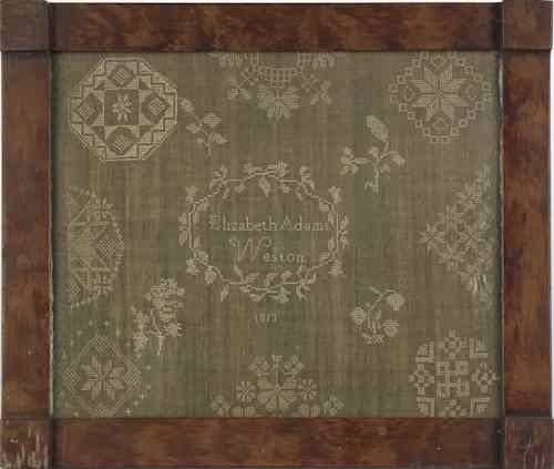 Appraisal: Chester County Pennsylvania Westtown school sampler dated wrought by Elizabeth