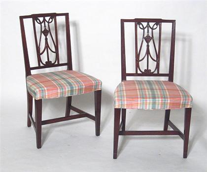 Appraisal: Pair of Federal carved mahogany sidechairs philadelphia circa Each with