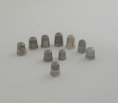 Appraisal: Ten various thimble including jeweller's advertising examples one stamped 'Bristol'