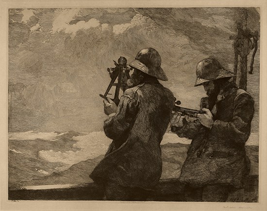 Appraisal: WINSLOW HOMER Eight Bells Etching on Japan paper x mm