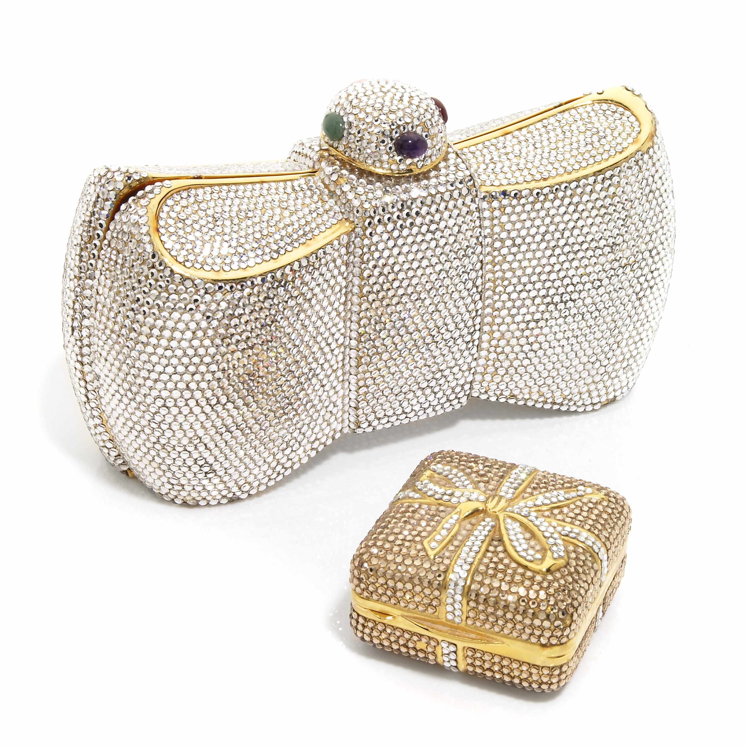 Appraisal: A silver crystal and semi-precious bow purse together with a