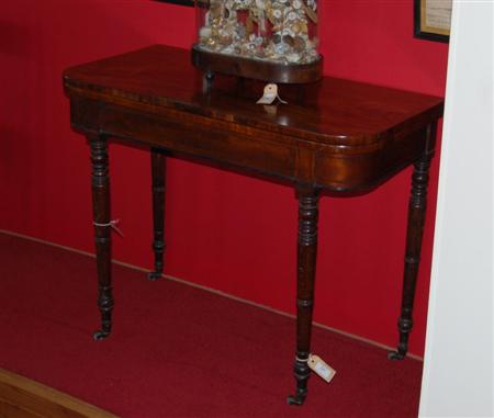 Appraisal: REGENCY MAHOGANY AND INLAID CARD TABLE CIRCA the crossbanded D