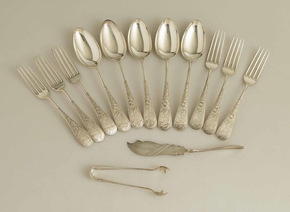 Appraisal: Schulz Fischer Assorted Silver Flatware Thirteen pieces of assorted Schulz