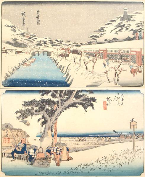 Appraisal: Hiroshige Eight Woodblock Prints from various series length of image