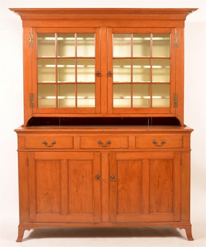 Appraisal: Lancaster Hepplewhite Walnut Dutch Cupboard Lancaster County PA Hepplewhite Walnut