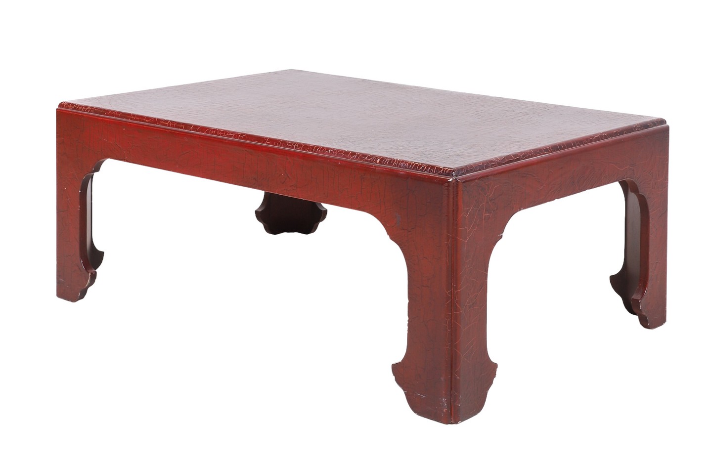 Appraisal: Baker Asian style crackled finished coffee table red crackle painted