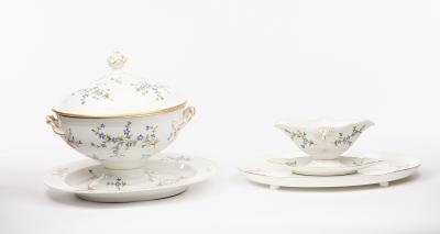 Appraisal: A Copenhagen soup tureen circular dish and sauce boat with