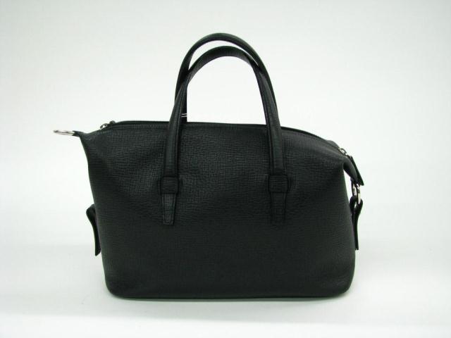 Appraisal: Loewe textured black leather expandable tote style purse with two