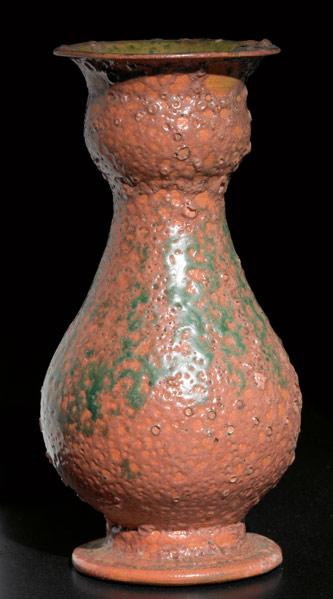 Appraisal: GEORGE OHR Bulbous vase covered in rare pink and green