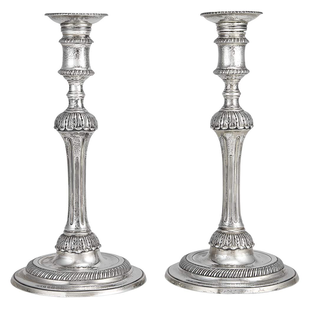 Appraisal: Pair of George III Sterling Silver Candlesticks John Arnell London