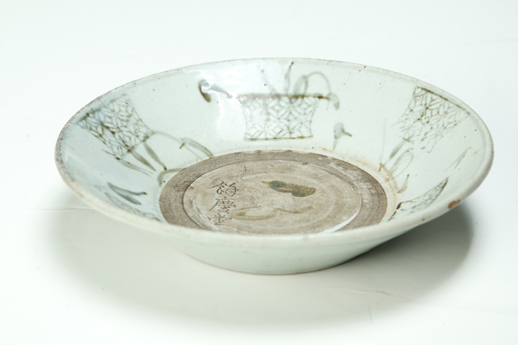 Appraisal: CHINESE BOWL Eighteenth- th century Grey glaze with jardiniere decoration