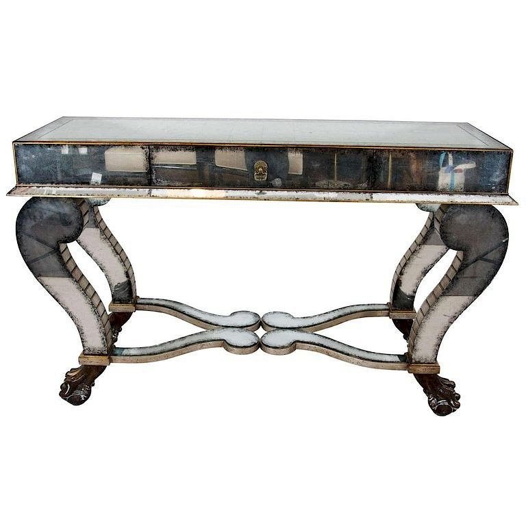 Appraisal: Roche Manner Hollywood Regency Mirrored Console Serge Roche manner Hollywood